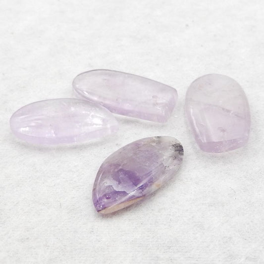 4 pcs Natural Amethyst Pendant Beads 25*16*4mm, 30*15*4mm 11.0g