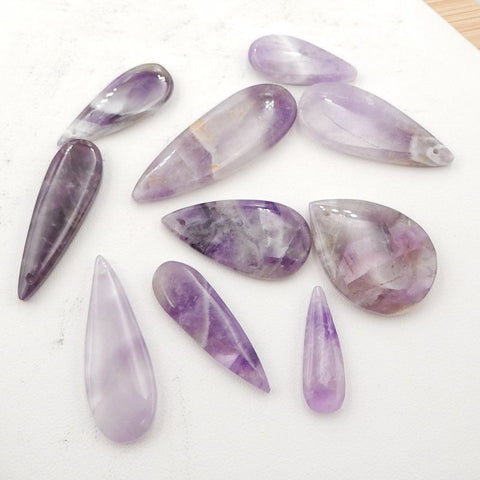 9 PCS Natural Amethyst Pendant Beads,26×11×4mm, 47×16×5mm,30g