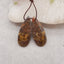 1 Pair Natural Mushroom Jasper Teardrop Gemstone Earrings Beads, Drilled Stone Earring Pair, Gemstone For Jewelry DIY Making, 28x11x4mm, 3.6g