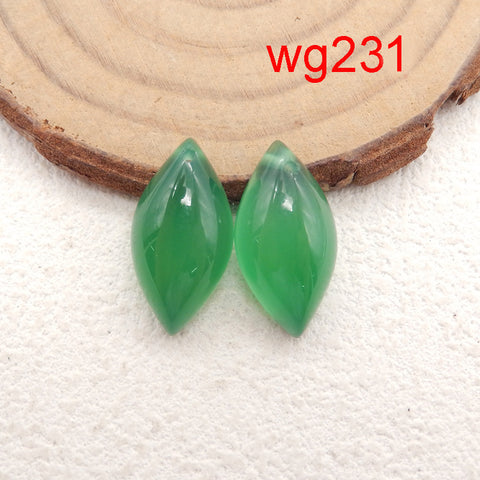 1 Pair Natural Green Agate Gemstone Earring Beads, Handmade Earring Pair, Jewelry DIY Making