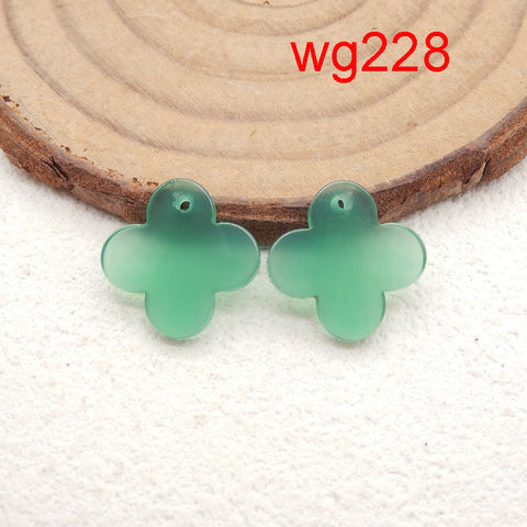 1 Pair Natural Green Agate Gemstone Earring Beads, Handmade Earring Pair, Jewelry DIY Making