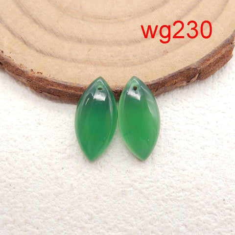 1 Pair Natural Green Agate Gemstone Earring Beads, Handmade Earring Pair, Jewelry DIY Making