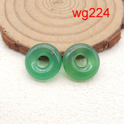 1 Pair Natural Green Agate Gemstone Earring Beads, Handmade Earring Pair, Jewelry DIY Making