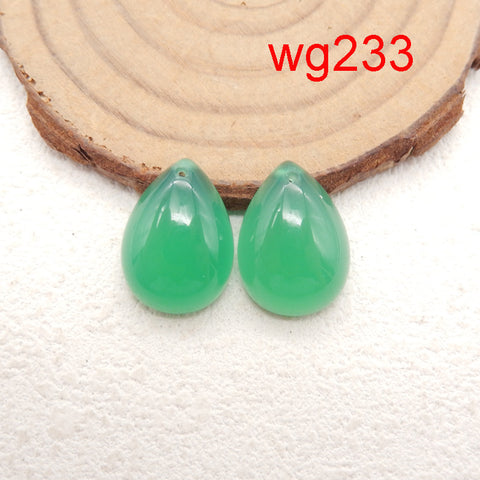 1 Pair Natural Green Agate Gemstone Earring Beads, Handmade Earring Pair, Jewelry DIY Making