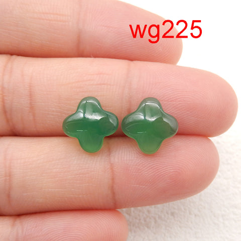 1 Pair Natural Green Agate Gemstone Earring Beads, Handmade Earring Pair, Jewelry DIY Making