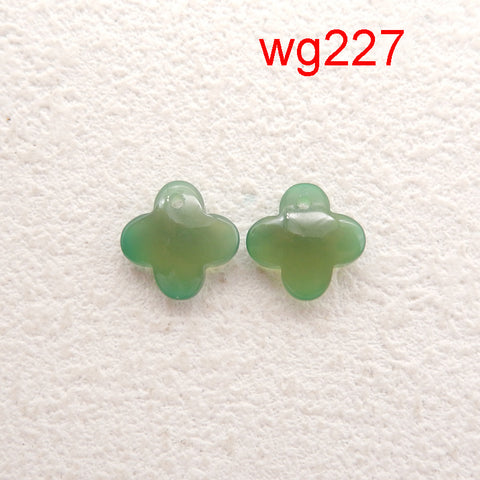 1 Pair Natural Green Agate Gemstone Earring Beads, Handmade Earring Pair, Jewelry DIY Making