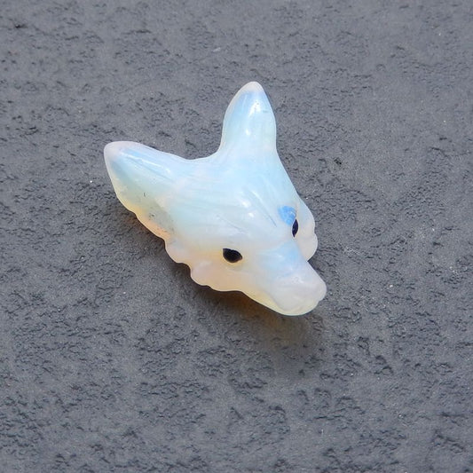 Opalite Carved wolf head Pendant Bead 23*17*9mm, 3.8g