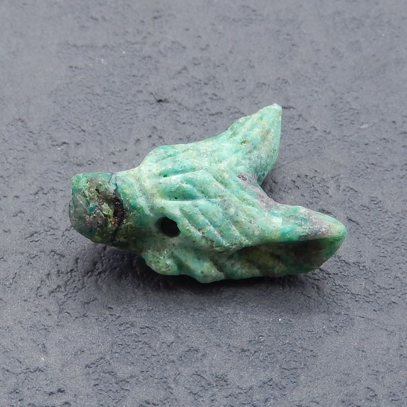 Natural Chrysocolla Carved wolf head Pendant Bead 23*16*9mm, 3.5g