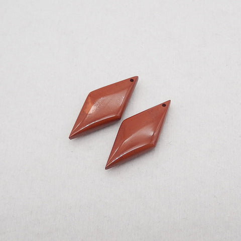New 1 Pair Natural Red River Jasper Gemstone Earring Beads, Gemstone For Jewelry DIY Making, Drilled Gemstone Pair,25x11x4mm, 2.5g