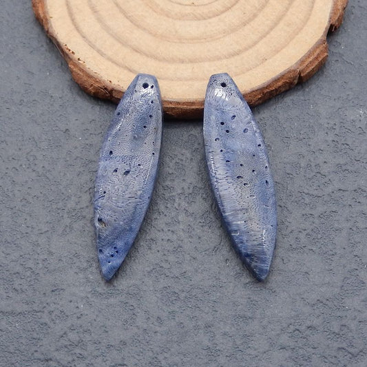 Natural Blue Coral Earring Beads 41*12*4mm, 5.9g