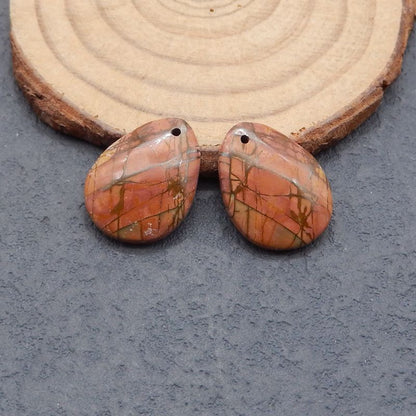 Natural Red Creek Jasper Earring Beads 20*15*5mm, 4.4g