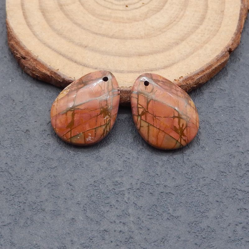 Natural Red Creek Jasper Earring Beads 20*15*5mm, 4.4g