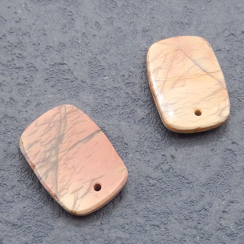 Natural Red Creek Jasper Earring Beads 18X12X4mm, 3.8g