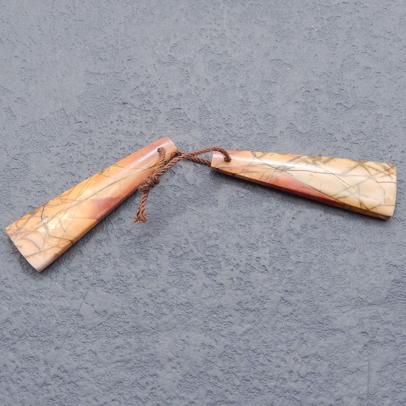 Natural Red Creek Jasper Earring Beads 30-45mm, long triangle