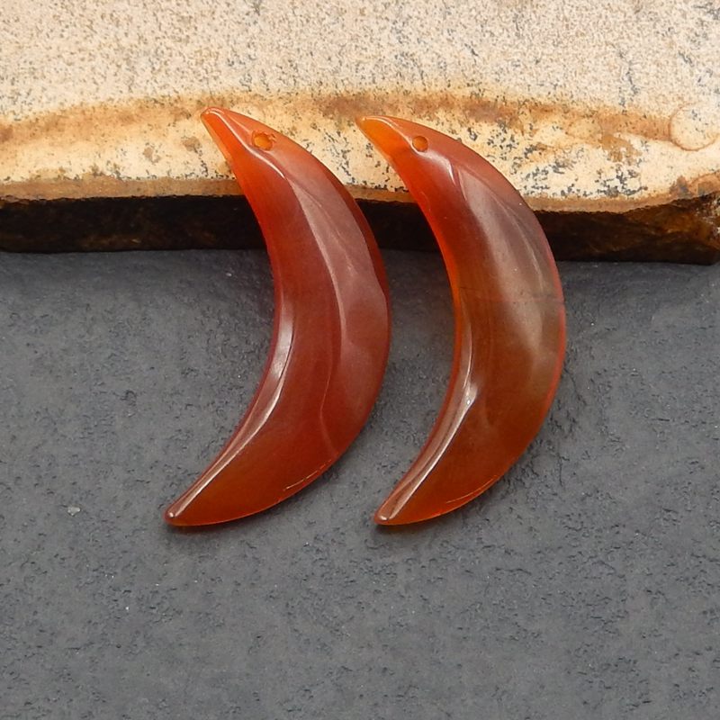 Natural Red Agate Earring Beads 35x17x4mm, 5.8g