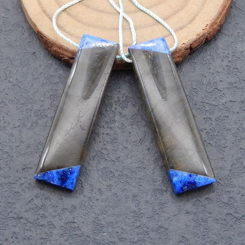 Intarsia of Lapis Lazuli and Labradorite Earring Beads 40*10*5mm, 9.9g