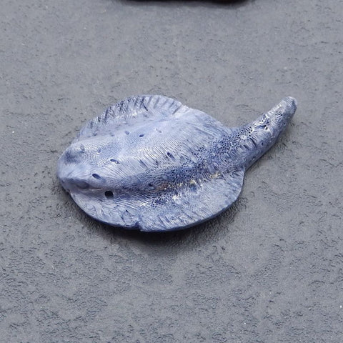 Natural Blue Coral Carved ancient fish Pendant Bead 49*30*8mm, 8.4g