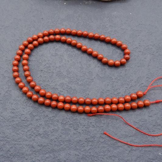 1 Strand Natural Red River Jasper Beads for Bracelet 4mm, 15.7 inches length, 11.5g