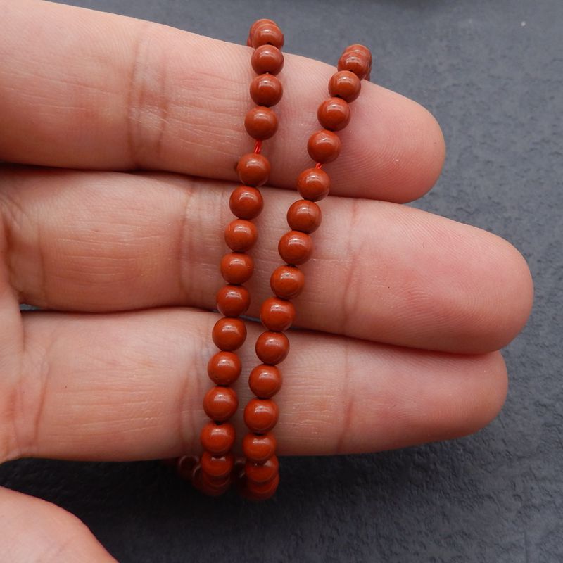 1 Strand Natural Red River Jasper Beads for Bracelet 4mm, 15.7 inches length, 11.5g