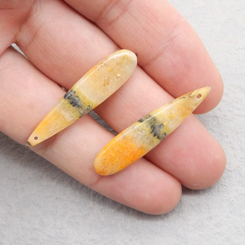 Natural BumbleBee Jasper Earring Beads 39*9*4mm, 4.7g