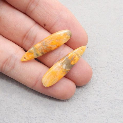 Natural BumbleBee Jasper Earring Beads 39*9*4mm, 4.7g