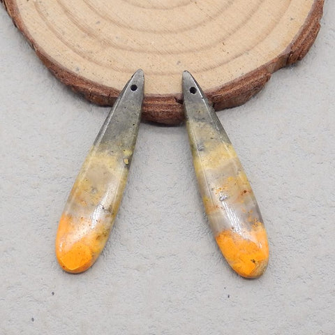 Natural BumbleBee Jasper Earring Beads 39*9*4mm, 4.7g