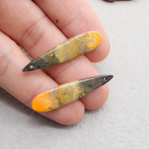 Natural BumbleBee Jasper Earring Beads 39*9*4mm, 4.7g