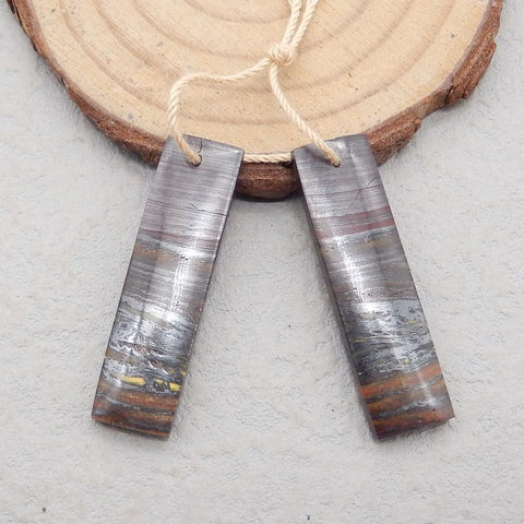 Natural Iron Tiger's Eye Earring Beads 40x10x3mm, 9g