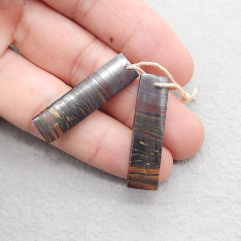Natural Iron Tiger's Eye Earring Beads 40x10x3mm, 9g