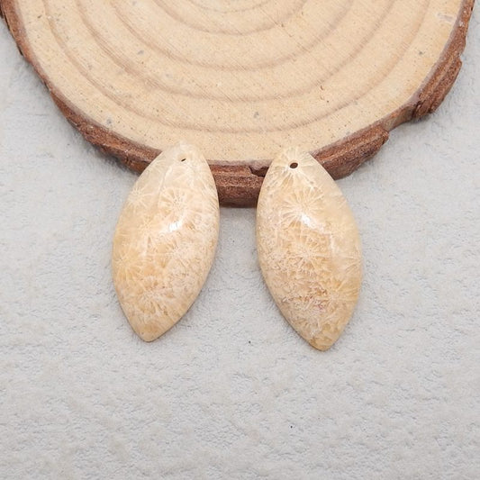 Natural Indonesian Coral Earring Beads 26*13*4mm, 4.0g