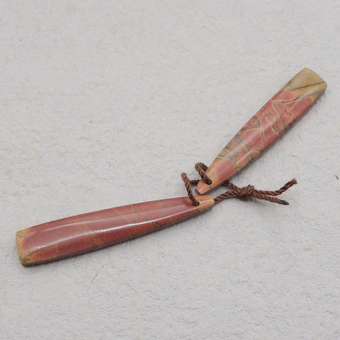 Paire de boucles d'oreilles Natural Red Creek Jasper, pierre pour la fabrication de boucles d'oreilles, 42x11x5mm, 7.3g