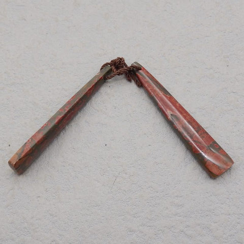 Paire de boucles d'oreilles Natural Red Creek Jasper, pierre pour la fabrication de boucles d'oreilles, 42x11x5mm, 7.3g