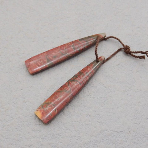 Paire de boucles d'oreilles Natural Red Creek Jasper, pierre pour la fabrication de boucles d'oreilles, 42x11x5mm, 7.3g