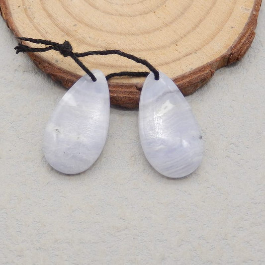 Natural Blue Lace Agate Earring Beads 24*13*4mm, 4.3g