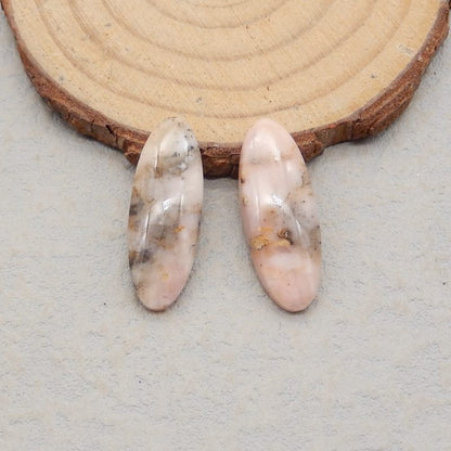 Natural Pink Opal Cabochons Paired 25x9x4mm, 3.2g