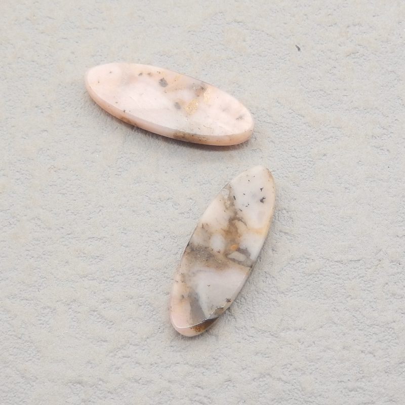 Natural Pink Opal Cabochons Paired 25x9x4mm, 3.2g