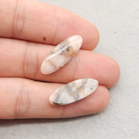 Natural Pink Opal Cabochons Paired 25x9x4mm, 3.2g