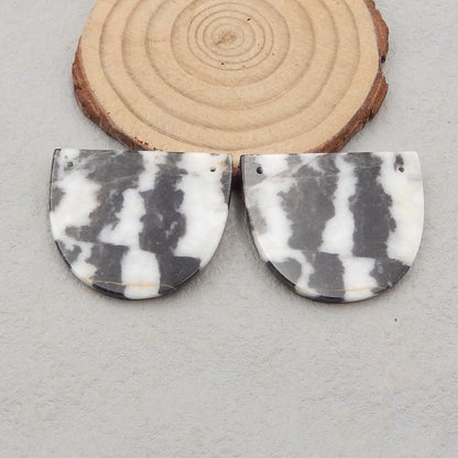 Belle paire de boucles d'oreilles double trou en jaspe zèbre avec pierres précieuses naturelles 30 x 35 x 3 mm, 15,7 g