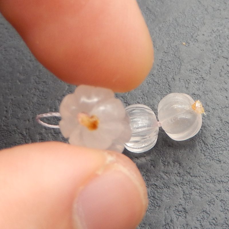 Natural Rose Quartz Carved flower Earring Beads 8*10*10mm, 4.6g