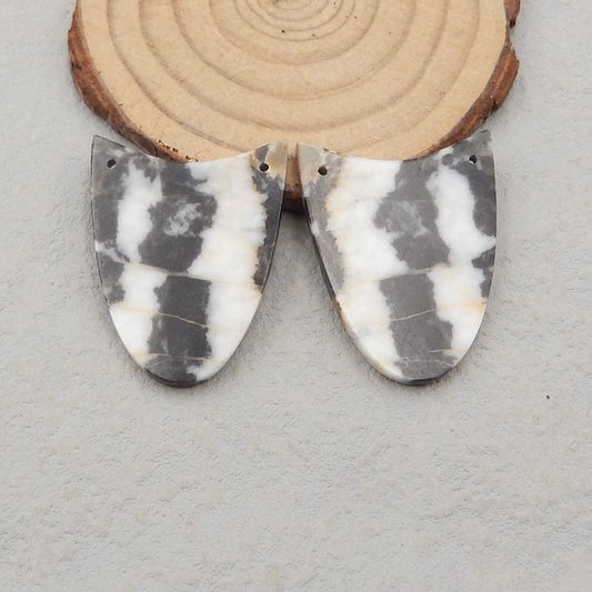Natural White Zebra Jasper Earring Beads 34*27*3mm, 11.5g