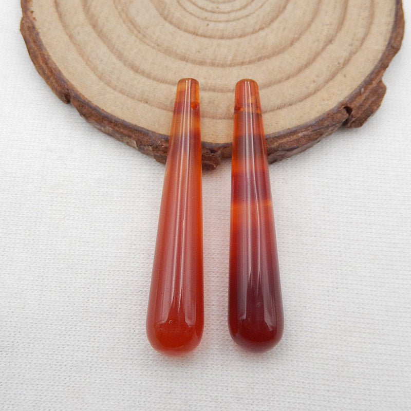 Natural Red Agate Earring Beads 40x8mm, 6.3g