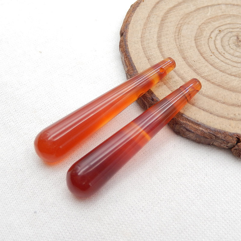 Natural Red Agate Earring Beads 40x8mm, 6.3g