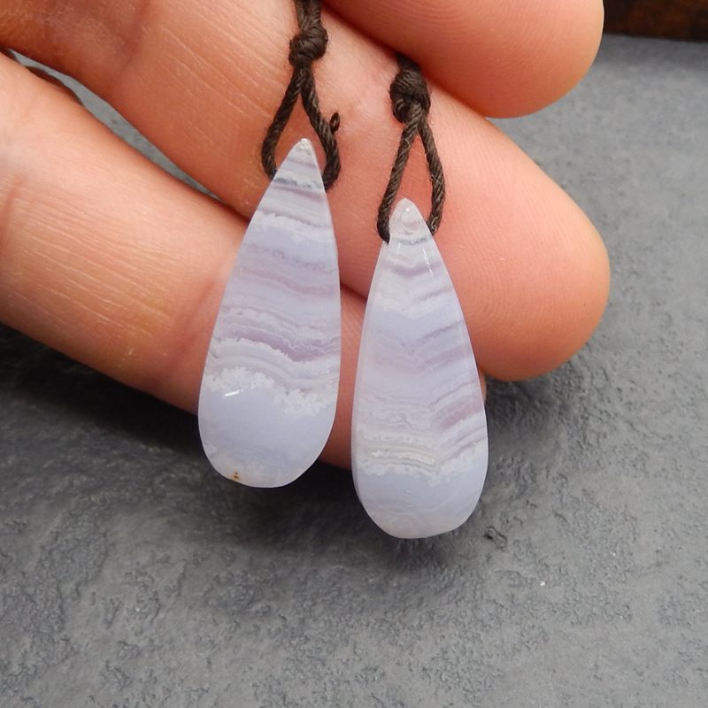 Natural Blue Lace Agate Earring Beads 27*11*5mm, 4.4g