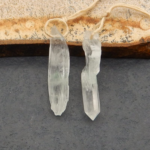 Natural Green Quartz Earring Beads 29*7*5mm, 2.8g