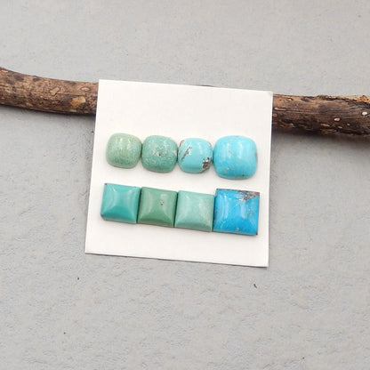 8 pcs Natural Turquoise Cabochons 9*9*3mm, 7*7*3mm, 3.5g