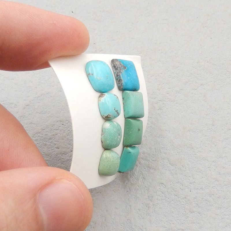 8 pcs Natural Turquoise Cabochons 9*9*3mm, 7*7*3mm, 3.5g