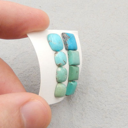 8 pcs Natural Turquoise Cabochons 9*9*3mm, 7*7*3mm, 3.5g