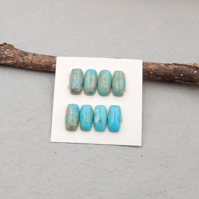 8 pcs Natural Turquoise Cabochons 12*6*3mm, 2.7g