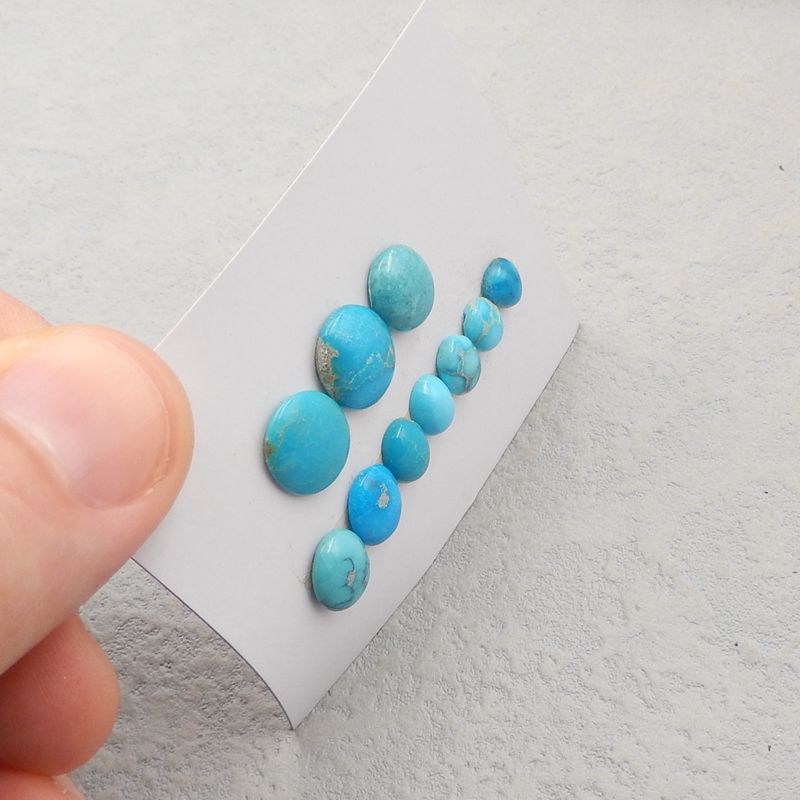 10 pcs Natural Turquoise Cabochons 12*10*3mm, 7*5*3mm 4g