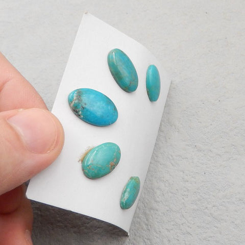 5 PCS Natural Turquoise Cabochons 18*11*3mm, 14*8*3mm, 5g